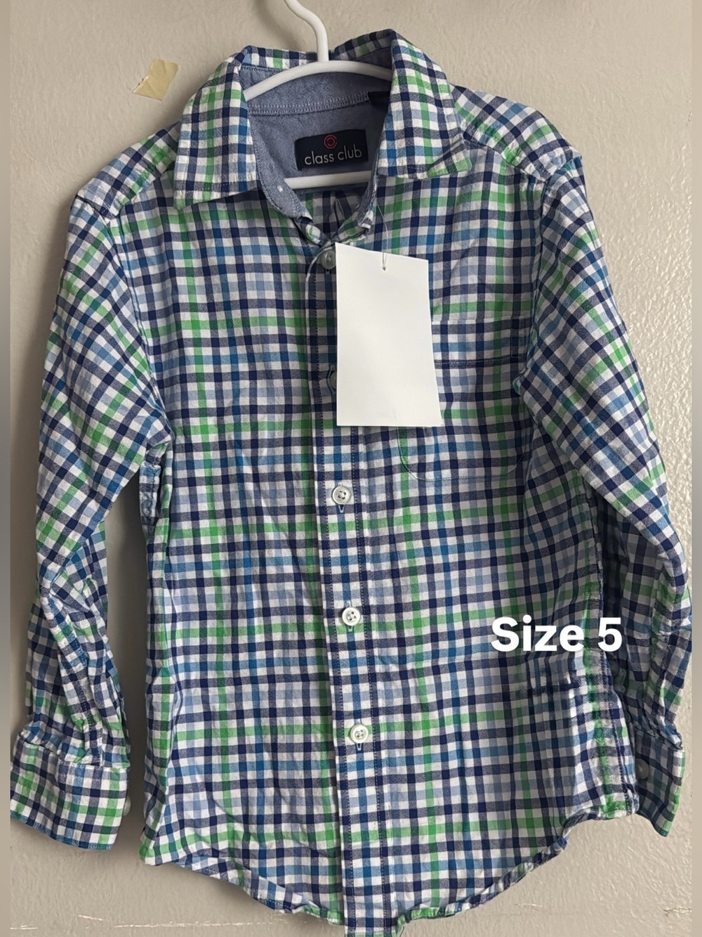 Class Club Blue & Green Checked Short-Sleeve Button-Up Shirt
